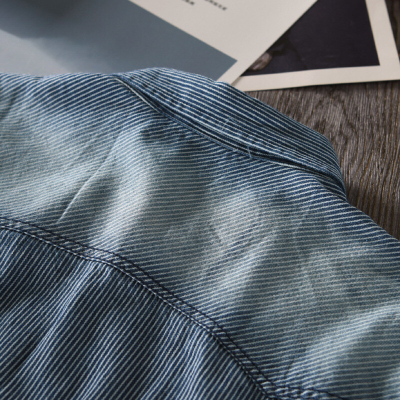 Luksusa Dizains Vīriešu Pavasara Rudens Svītraini Džinsu Krekli Karsti Pārdod Slim Fitted Džinsi Apģērbi Asian Size Plus Size Cowboy Drēbes