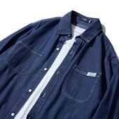 πλυμένο φθαρμένο τζιν πουκάμισο για ανδρική άνοιξη Κορεάτικο φαρδύ και ψηλό μακρυμάνικο πουκάμισο εργασίας oversized