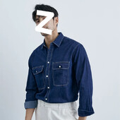 British Gentleman's Casual Versatile Design Sensibility Double Pocket Vintage τζιν πουκάμισο Ανδρικό από καθαρό βαμβάκι ευέλικτο πουκάμισο Tren