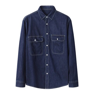 British Gentleman's Casual Versatile Design Sensibility Double Pocket Vintage τζιν πουκάμισο Ανδρικό από καθαρό βαμβάκι ευέλικτο πουκάμισο Tren