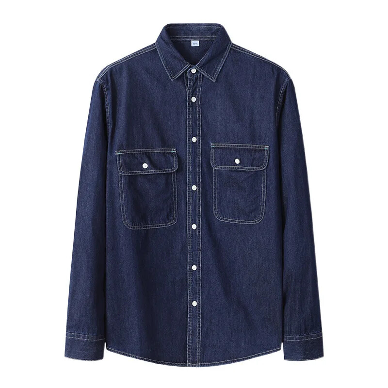 British Gentleman's Casual Versatile Design Sensibility Double Pocket Vintage τζιν πουκάμισο Ανδρικό από καθαρό βαμβάκι ευέλικτο πουκάμισο Tren