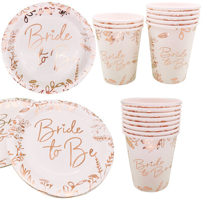 8Pcs Bride to Be Хартиени чинии Чаши Сервии Моминско парти Булчински душ Консумативи за сватбена украса Декорация за домашно парти