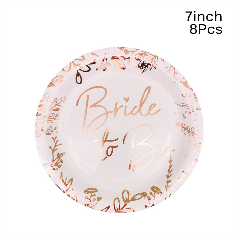 8db Bride to Be Papírtányérok Csésze Evőeszközök Leánybúcsú Menyasszonyi zuhany Esküvői dekorációs kellékek Otthoni parti dekoráció