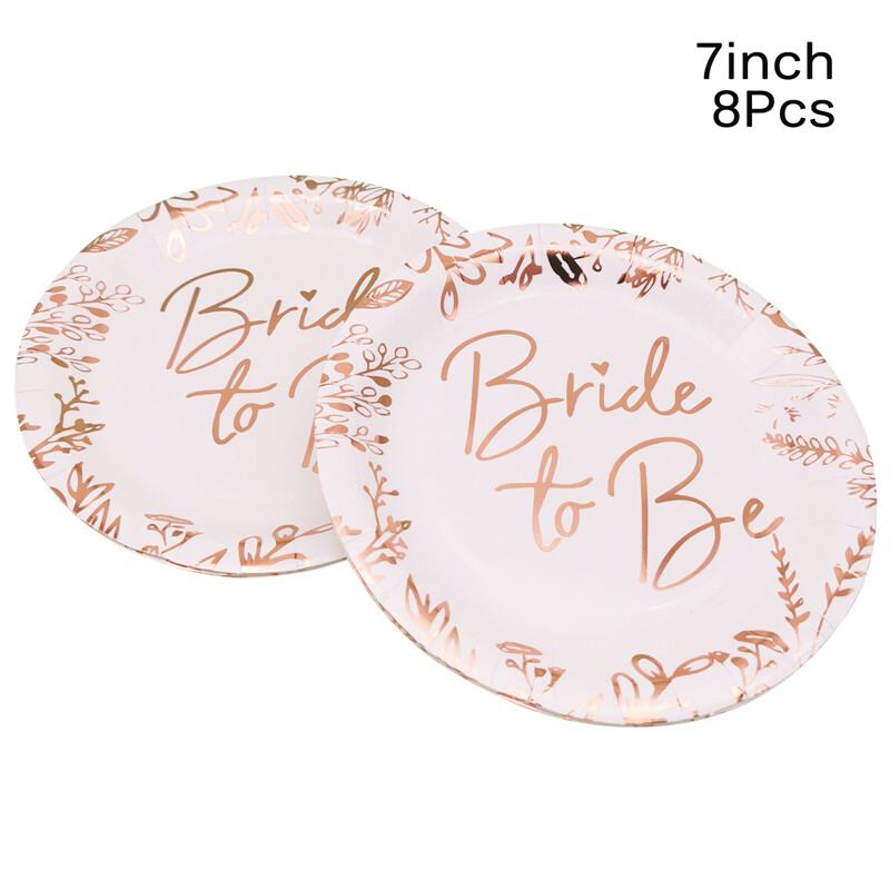 8db Bride to Be Papírtányérok Csésze Evőeszközök Leánybúcsú Menyasszonyi zuhany Esküvői dekorációs kellékek Otthoni parti dekoráció