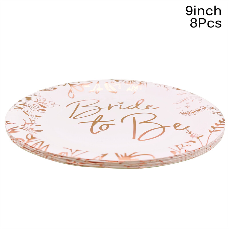 8db Bride to Be Papírtányérok Csésze Evőeszközök Leánybúcsú Menyasszonyi zuhany Esküvői dekorációs kellékek Otthoni parti dekoráció