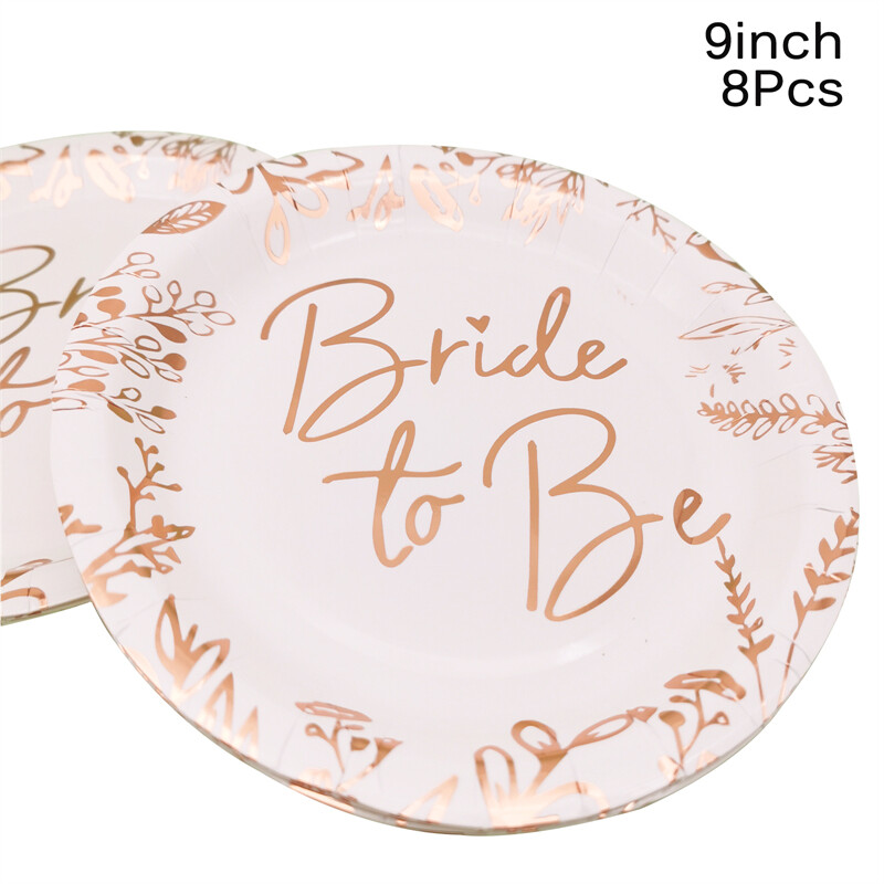 8db Bride to Be Papírtányérok Csésze Evőeszközök Leánybúcsú Menyasszonyi zuhany Esküvői dekorációs kellékek Otthoni parti dekoráció
