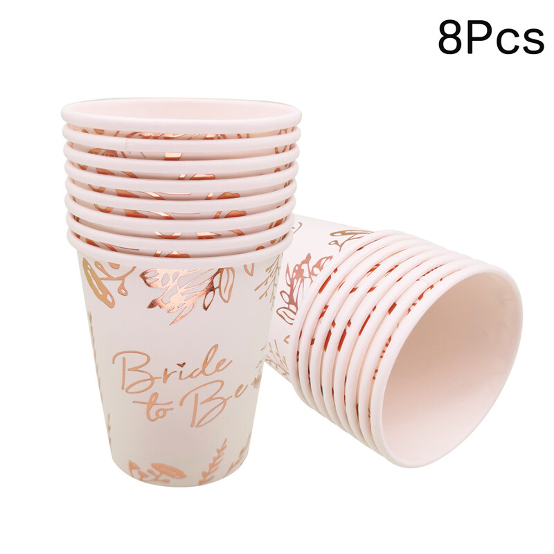 8db Bride to Be Papírtányérok Csésze Evőeszközök Leánybúcsú Menyasszonyi zuhany Esküvői dekorációs kellékek Otthoni parti dekoráció