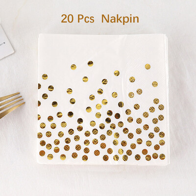 „Golden Dot“ vienkartinių stalo įrankių rinkinys, popierinės lėkštės šiaudelių puodelis, skirtas gimtadienio kalėdiniam kūdikių vakarėliui, vestuvių sužadėtuvių vakarėliui