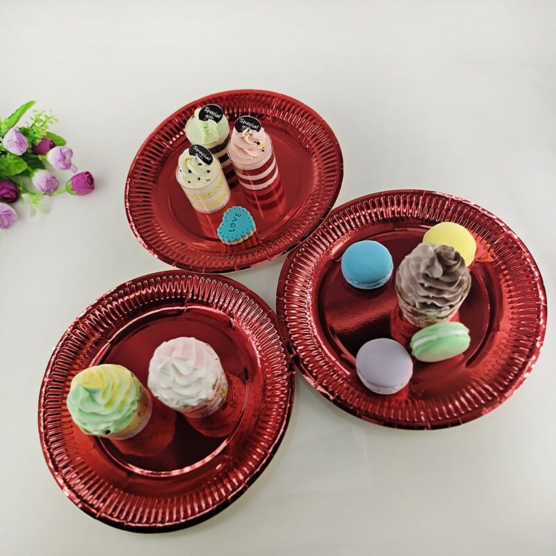 7 collu 50 gab vienreizlietojamie svinību trauki, zelta kartīšu papīra šķīvis, podiņu izkārtojums, sarkanzils rožu zelts, rezerves daļas, jauns