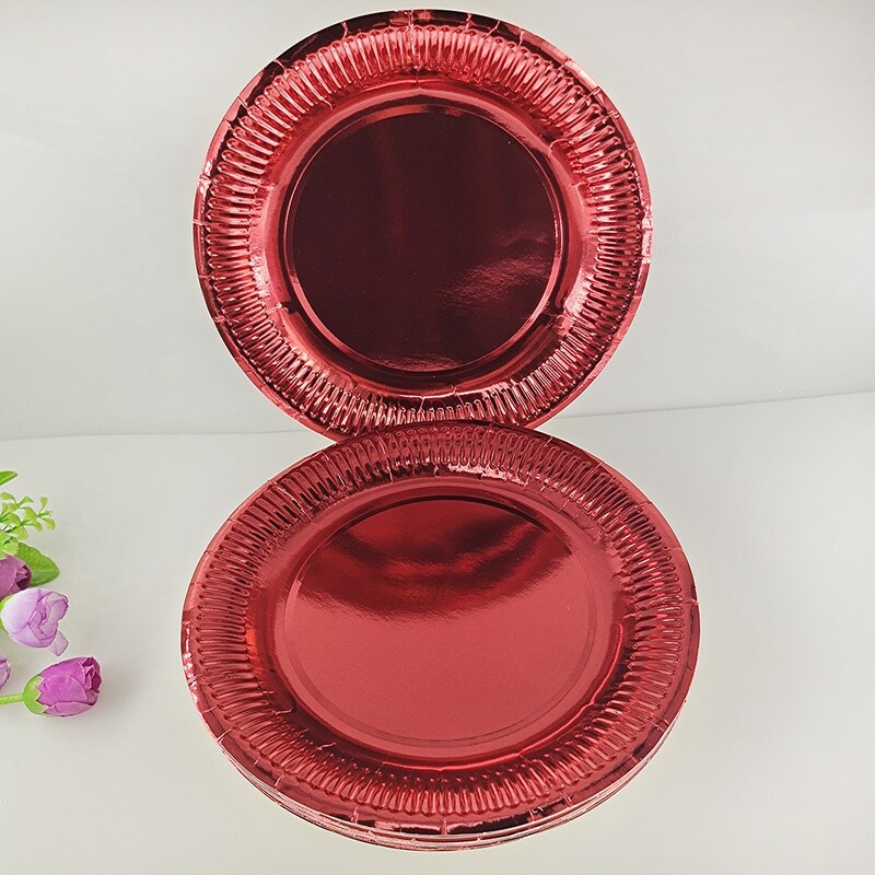 7 collu 50 gab vienreizlietojamie svinību trauki, zelta kartīšu papīra šķīvis, podiņu izkārtojums, sarkanzils rožu zelts, rezerves daļas, jauns