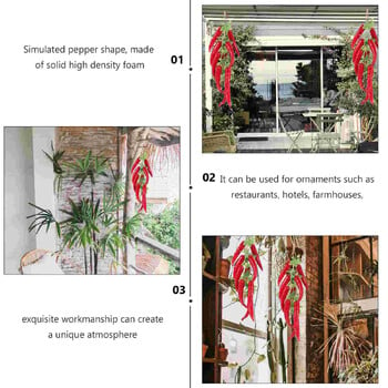 Симулация на 2 струни Червена дълга чушка Pepperoncini Chiltepin Модели Висящи чушки Декор Зеленчук
