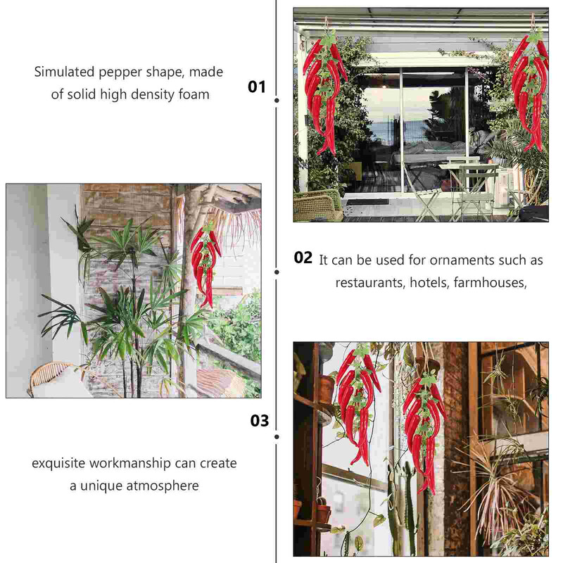 2 stygų modeliavimas raudonas ilgas pipiras Pepperoncini Chiltepin modeliai kabantys pipirai dekoro daržovės