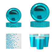 Μπλε χρυσό σταμπωτό Διακόσμηση Γάμου Διακόσμηση Σετ επιτραπέζιων σκευών μιας χρήσης σερβίτσιο για παιδικό πάρτι γενεθλίων