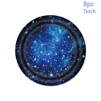 8Guests Zvaigžņotās debesis Tēma Dzimšanas dienas Vienreizlietojamie trauki Zils Nakts Zvaigžņotas Debess Šķīvji Krūzes Salvetes Daudz laimes dzimšanas dienas ballītes dekors