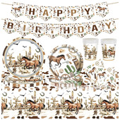 10Guests vadnyugati cowboy eldobható étkészlet mexikói kaktusz ló papír tányérok csésze gyerek boldog cowboy témájú születésnapi parti dekoráció