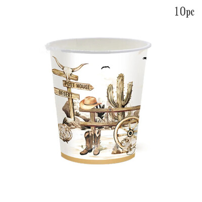 10Guests vadnyugati cowboy eldobható étkészlet mexikói kaktusz ló papír tányérok csésze gyerek boldog cowboy témájú születésnapi parti dekoráció