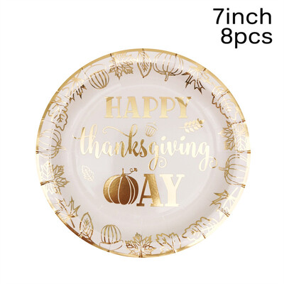 Μπρονζέ μοτίβο χάρτινα πιάτα κολοκύθας από φύλλα σφενδάμου Φλιτζάνια χαρτοπετσέτες Επιτραπέζια σκεύη μιας χρήσης για το φθινοπωρινό πάρτι των ευχαριστιών