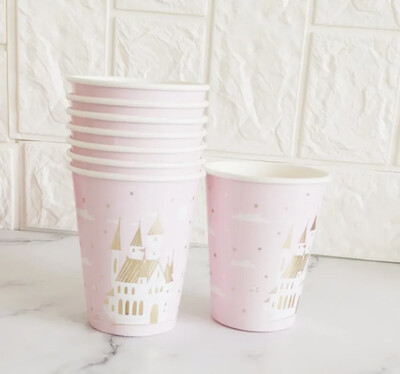 8 τμχ Ροζ Κάστρο Crown Princess Party Decor Χαρτοπετσέτες πιάτων για πιάτα Μίας χρήσης Πιάτα από χαρτί Γενέθλια Μπομπονιέρες Νύφης Προμήθειες