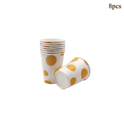 1 komplekts Augļi vienreizlietojamie galda trauki Apelsīnu citronu persiku šķīvji bērniem Vasaras augļu tematikā Daudz laimes dzimšanas dienas ballītes dekorācijas piederumi