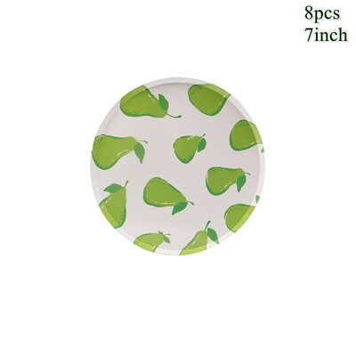 1 komplekts Augļi vienreizlietojamie galda trauki Apelsīnu citronu persiku šķīvji bērniem Vasaras augļu tematikā Daudz laimes dzimšanas dienas ballītes dekorācijas piederumi