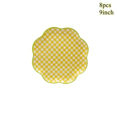 1 komplekts Augļi vienreizlietojamie galda trauki Apelsīnu citronu persiku šķīvji bērniem Vasaras augļu tematikā Daudz laimes dzimšanas dienas ballītes dekorācijas piederumi