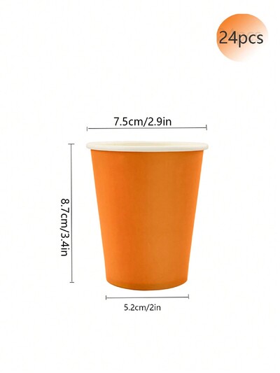 Oranži papīra šķīvji Ķirbju oranži cieti apaļi ballīšu šķīvji 9/7 collas rudens krāsu vienreizlietojamie vakariņu desertu šķīvji