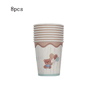 8 τμχ Πολύχρωμο χαριτωμένο αρκουδάκι μιας χρήσης χάρτινο πιάτο Κύπελλο Παιδιά Χρόνια πολλά Φύλο Αποκάλυψη για το πάρτι Baby Shower Decor Supplies