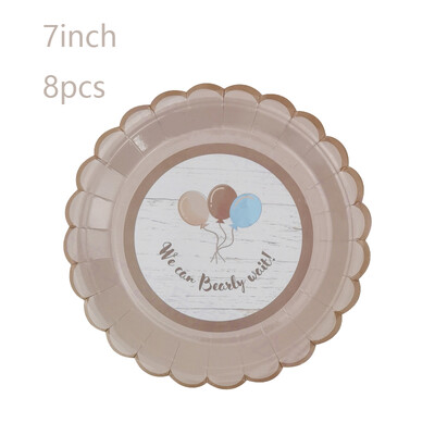 8 τμχ Πολύχρωμο χαριτωμένο αρκουδάκι μιας χρήσης χάρτινο πιάτο Κύπελλο Παιδιά Χρόνια πολλά Φύλο Αποκάλυψη για το πάρτι Baby Shower Decor Supplies