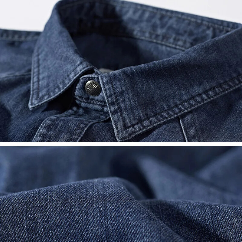 Džinsu krekls ar garām piedurknēm Vīriešu ikdienas kokvilnas atloks, ko virza modes tendences Tieša piegāde no pārrobežu krājumiem