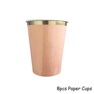 Kuldfoolium roosa Sünnipäevapeo kujundusega kooginõu Ühekordsed lauanõud Peotarbed Pabertaldrikutass Baby Shower