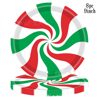 8Guests Jõulukommiteemalised ühekordsed paberist lauanõud Paberist kommitaldrikutopsid Salvrätikud Head 2025. aasta uut aastat jõulupeotarbed