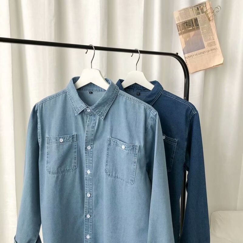 Amerikai munkaruha farmer ing férfi tavaszi új retro mosott galléros ing trendi márka bő hosszú ujjú kabát