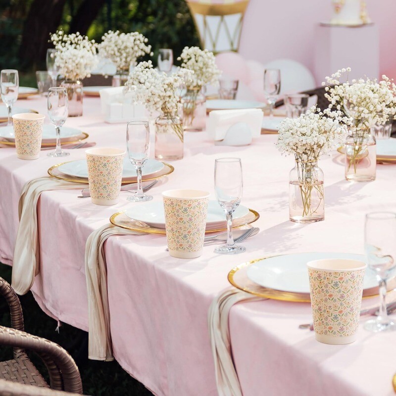 10 vnt 12Oz gėlių popieriniai puodeliai Vienkartiniai stalo reikmenys Gėrimas Kava Gėlių gėrimas Pasakų gimtadienio arbatos vakarėlis Vestuvių nuotakos papuošalai