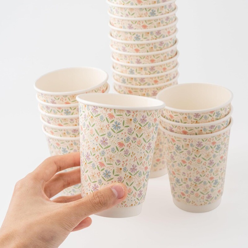 10 vnt 12Oz gėlių popieriniai puodeliai Vienkartiniai stalo reikmenys Gėrimas Kava Gėlių gėrimas Pasakų gimtadienio arbatos vakarėlis Vestuvių nuotakos papuošalai