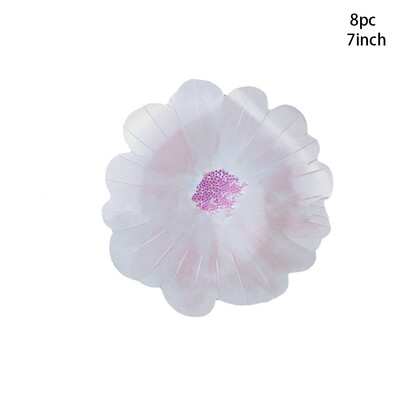 8 vnt gėlės formos vienkartinės lėkštės Pavasario piknikas gėlių lėkštės tortų lėkštės Happy Girls Gėlių tema Gimtadienio vakarėlio reikmenys