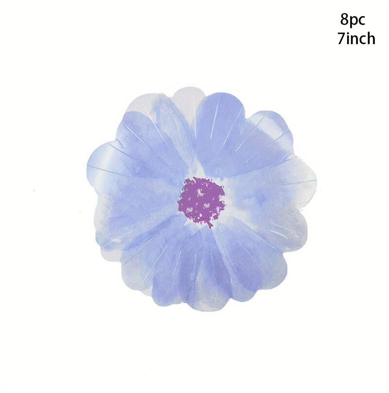 8 vnt gėlės formos vienkartinės lėkštės Pavasario piknikas gėlių lėkštės tortų lėkštės Happy Girls Gėlių tema Gimtadienio vakarėlio reikmenys