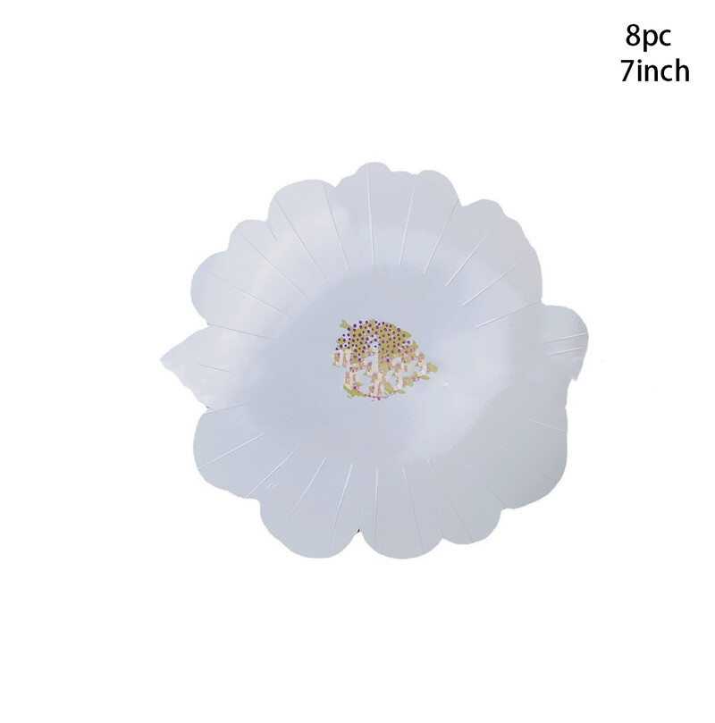 8 vnt gėlės formos vienkartinės lėkštės Pavasario piknikas gėlių lėkštės tortų lėkštės Happy Girls Gėlių tema Gimtadienio vakarėlio reikmenys