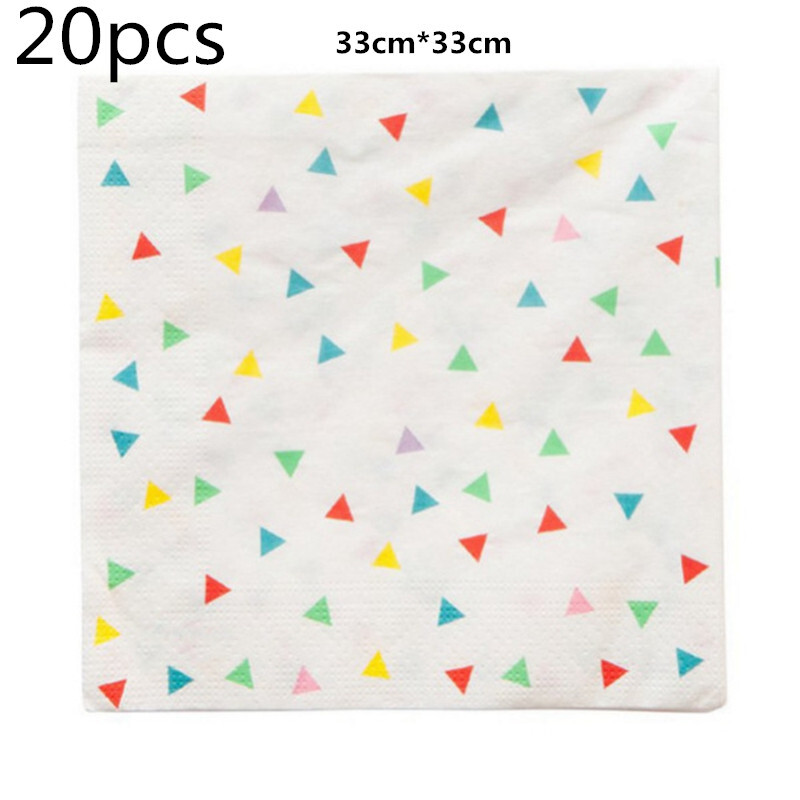 12 vnt. Vaikai Vaikai Merginų pobūvių Lėkštės Lėkštės Indų Puodelis Servetėlės Reresh Trikampio Stilius Vienkartiniai stalo įrankiai Stalo indai Tissue bokštas