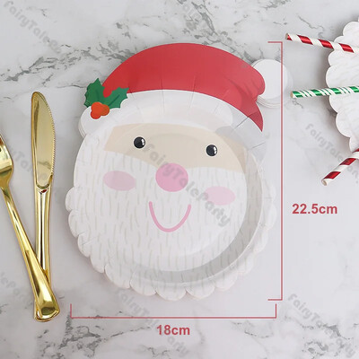 8 vnt Kalėdų Senelio sniego senelio popierinės lėkštės Naujiesiems metams Mieli kalėdiniai vienkartiniai stalo reikmenys Vaikiški klasikiniai Kalėdų vakarienės šventiniai papuošimai