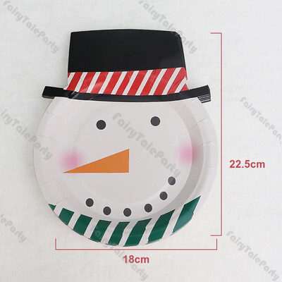 8 vnt Kalėdų Senelio sniego senelio popierinės lėkštės Naujiesiems metams Mieli kalėdiniai vienkartiniai stalo reikmenys Vaikiški klasikiniai Kalėdų vakarienės šventiniai papuošimai