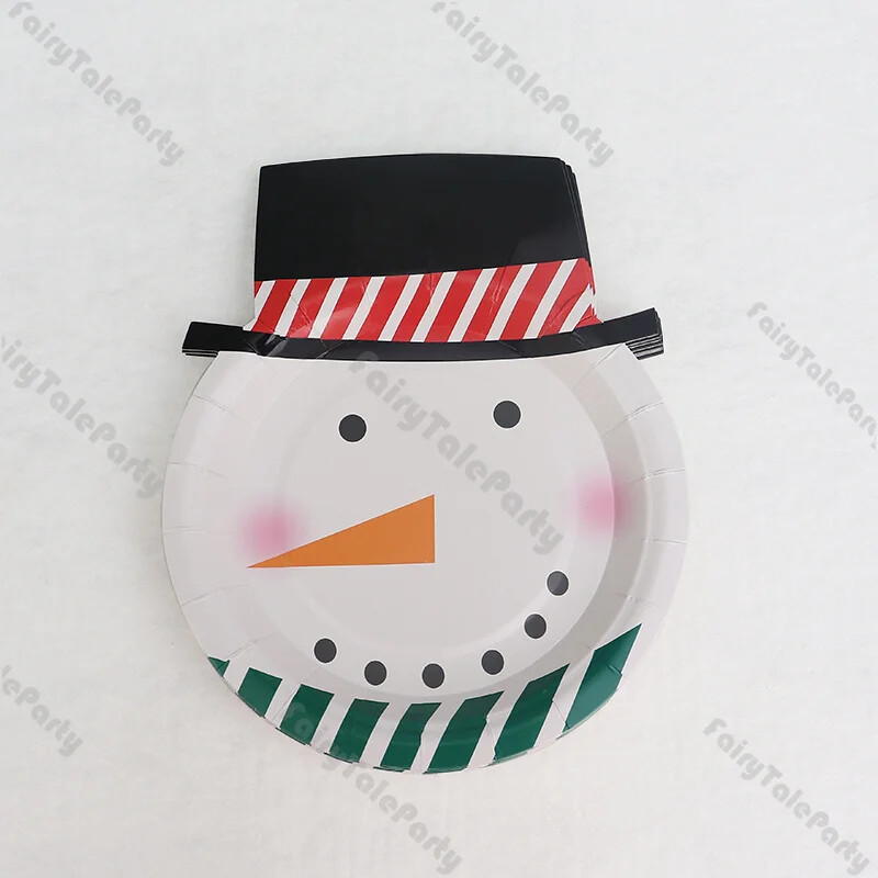 8 vnt Kalėdų Senelio sniego senelio popierinės lėkštės Naujiesiems metams Mieli kalėdiniai vienkartiniai stalo reikmenys Vaikiški klasikiniai Kalėdų vakarienės šventiniai papuošimai