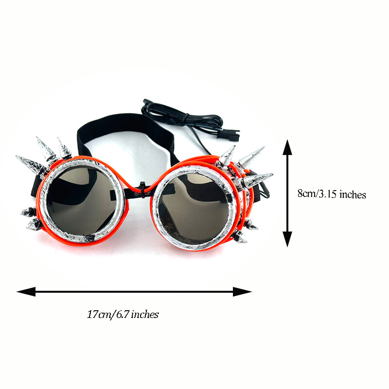 LED Steampunk Glasses Bar Φθορίζον πάρτι Halloween Christmas Holiday Rave Neon Music Glow Steampunk Sunglasses Y2k Decor