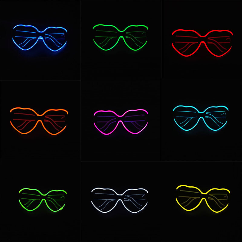 Šviesos diodų neoniniai širdies formos akiniai moterims Lady Fluorescent Bars DJ Party Kalėdų Naujųjų Metų Nuotaka bus Vestuvių Rave Aksesuarai