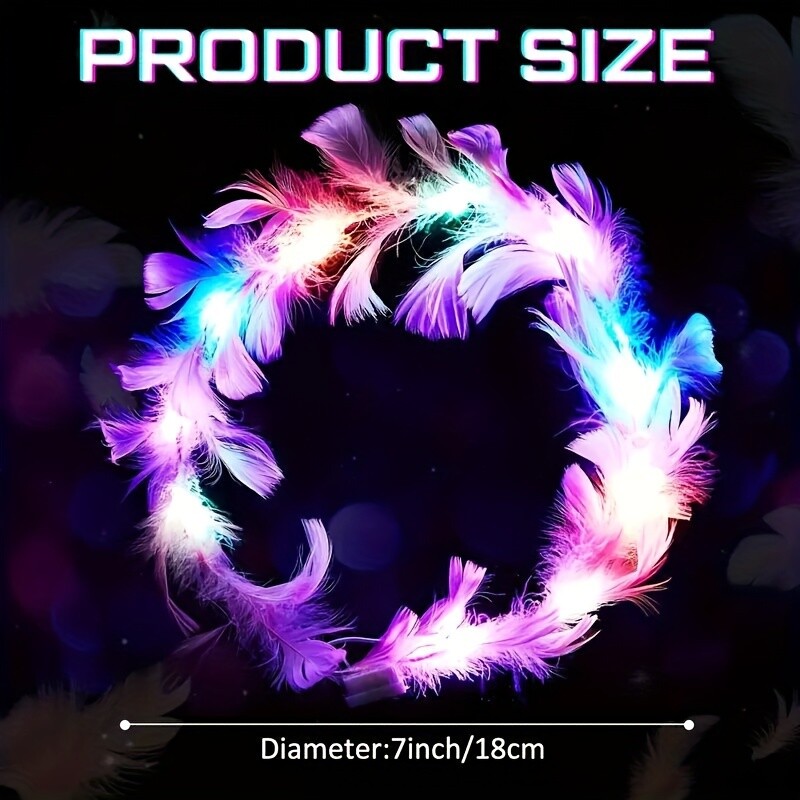 10 gab LED spalvu vainagu kroņa galvassega apgaismojoša spalvu galvas saite, gaiša galvassega, lieliski piemērota ballītēm un festivāliem