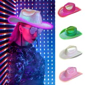 LED kovboju cepure maskurādes cepure Cowboy dzimšanas dienas ballītes cepure Džeza deju šova rekvizīti kostīms Ziemassvētku Halovīni LED kovboju cepure