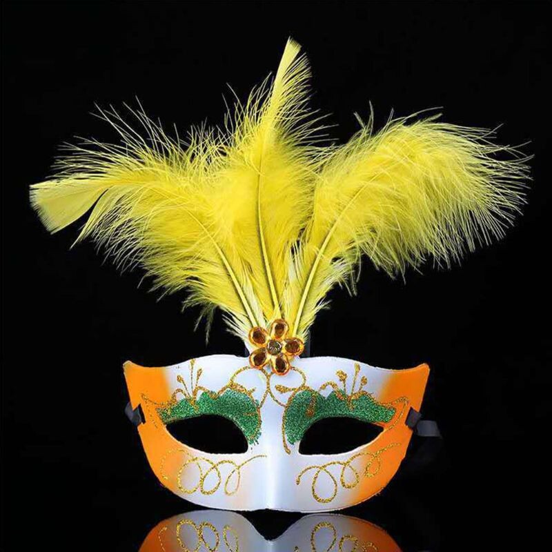 5 τμχ Halloween LED Light Up Feather Mask Gold Laning Plated Masquerade Mardi Gras Glow in the Dark Party