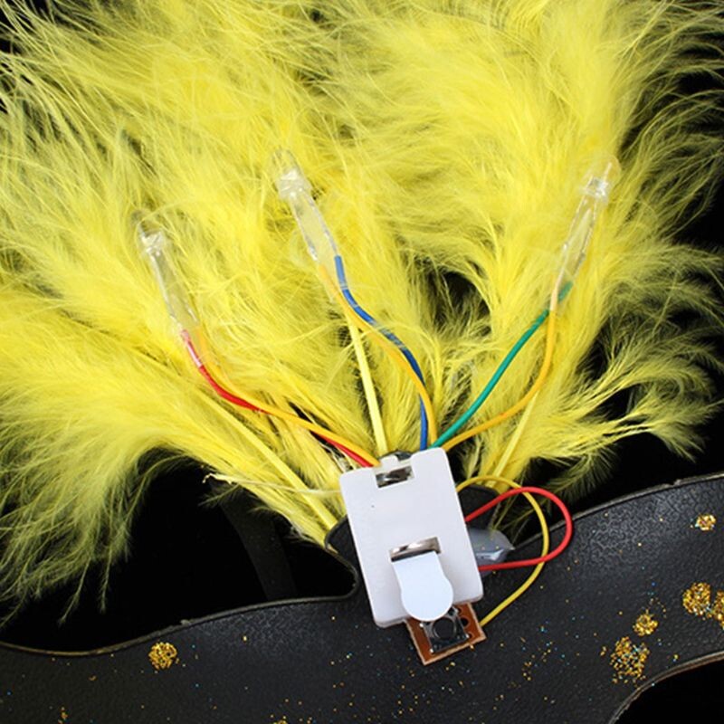 5 τμχ Halloween LED Light Up Feather Mask Gold Laning Plated Masquerade Mardi Gras Glow in the Dark Party