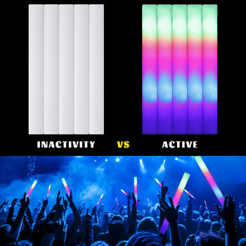 15/30 бр. LED светещи пръчки Насипни цветни RGB светещи пяна Stick Cheer Tube Тъмна светлина за Коледа, рожден ден, консумативи за сватбено тържество