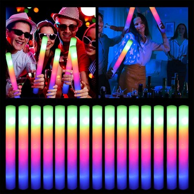 15/30 τεμ. LED Glow Sticks Μαζικά πολύχρωμα RGB Glow Foam Stick Cheer Tube Dark Light για Χριστουγεννιάτικα πάρτι γενεθλίων