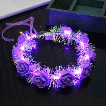 10 ΤΕΜ LED Flower Crown Fairy 14-LED Light Up Hair Wreath Party Floral Headpiece Hair Band Γενέθλια γάμου Φωτεινή κορδέλα